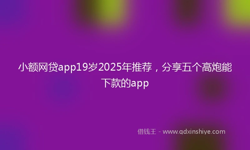 小额网贷app19岁2025年推荐，分享五个高炮能下款的app