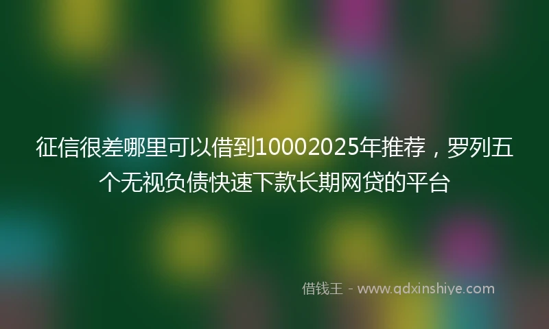 征信很差哪里可以借到10002025年推荐，罗列五个无视负债快速下款长期网贷的平台