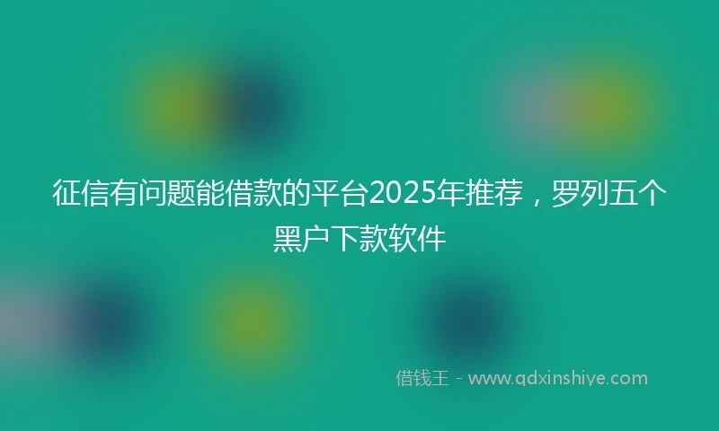 征信有问题能借款的平台2025年推荐，罗列五个黑户下款软件
