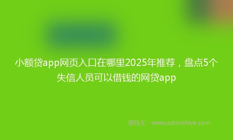 小额贷app网页入口在哪里2025年推荐，盘点5个失信人员可以借钱的网贷app