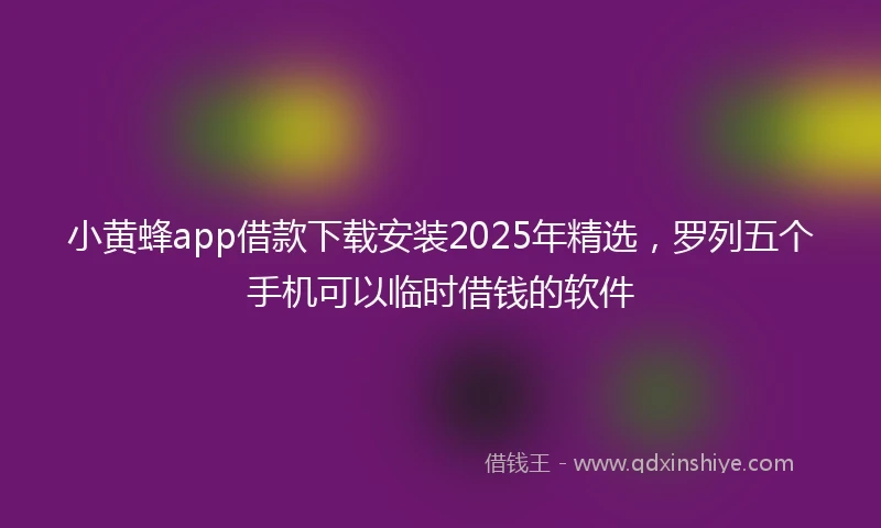 小黄蜂app借款下载安装2025年精选，罗列五个手机可以临时借钱的软件