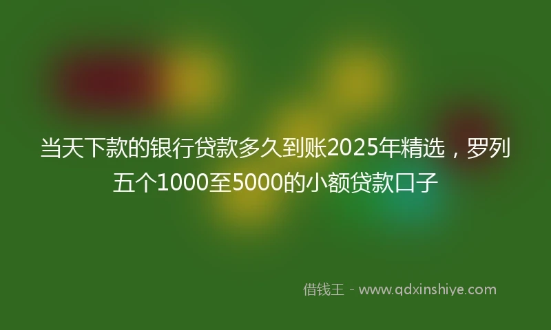 当天下款的银行贷款多久到账2025年精选，罗列五个1000至5000的小额贷款口子
