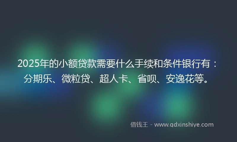 2025年的小额贷款需要什么手续和条件银行有：分期乐、微粒贷、超人卡、省呗、安逸花等。