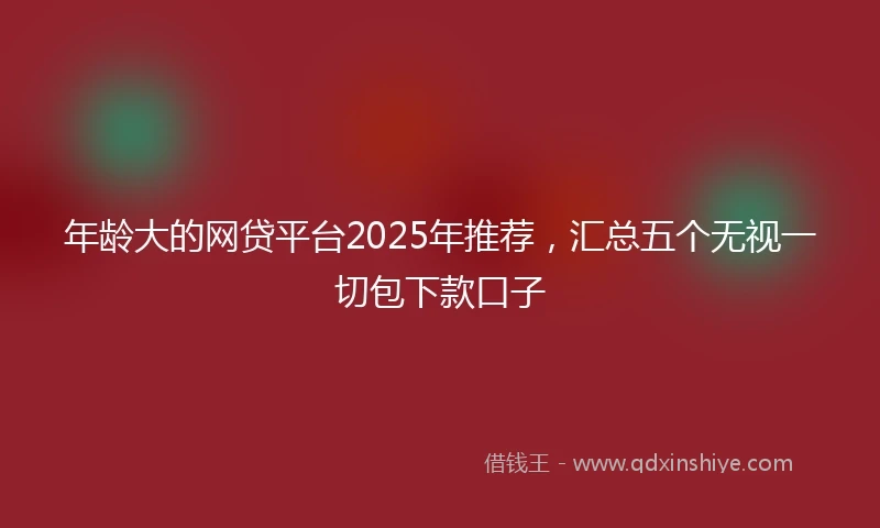 年龄大的网贷平台2025年推荐，汇总五个无视一切包下款口子