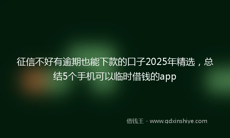 征信不好有逾期也能下款的口子2025年精选，总结5个手机可以临时借钱的app