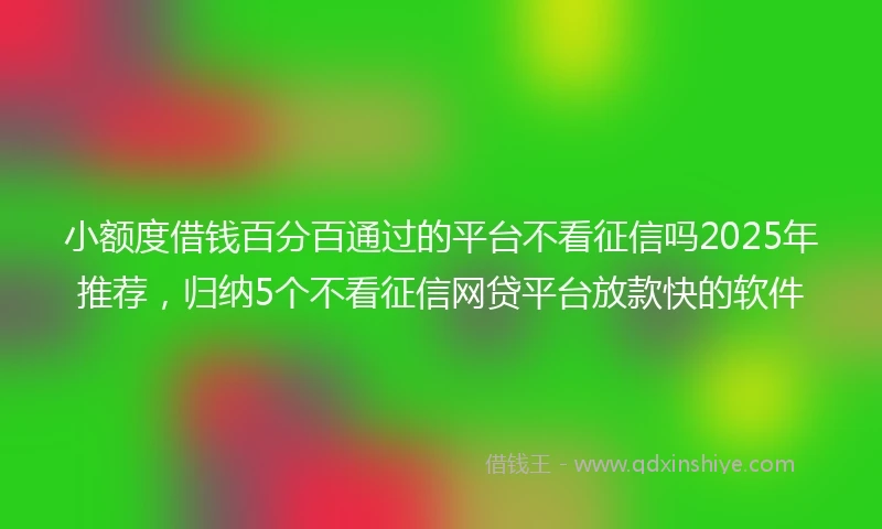 小额度借钱百分百通过的平台不看征信吗2025年推荐，归纳5个不看征信网贷平台放款快的软件