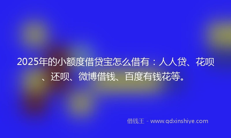 2025年的小额度借贷宝怎么借有：人人贷、花呗、还呗、微博借钱、百度有钱花等。