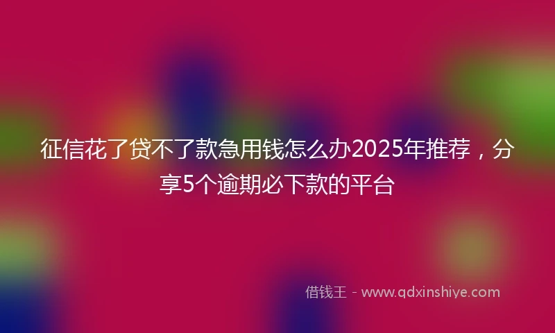 征信花了贷不了款急用钱怎么办2025年推荐，分享5个逾期必下款的平台