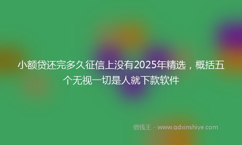 小额贷还完多久征信上没有2025年精选，概括五个无视一切是人就下款软件