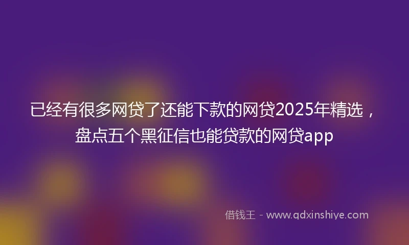 已经有很多网贷了还能下款的网贷2025年精选，盘点五个黑征信也能贷款的网贷app
