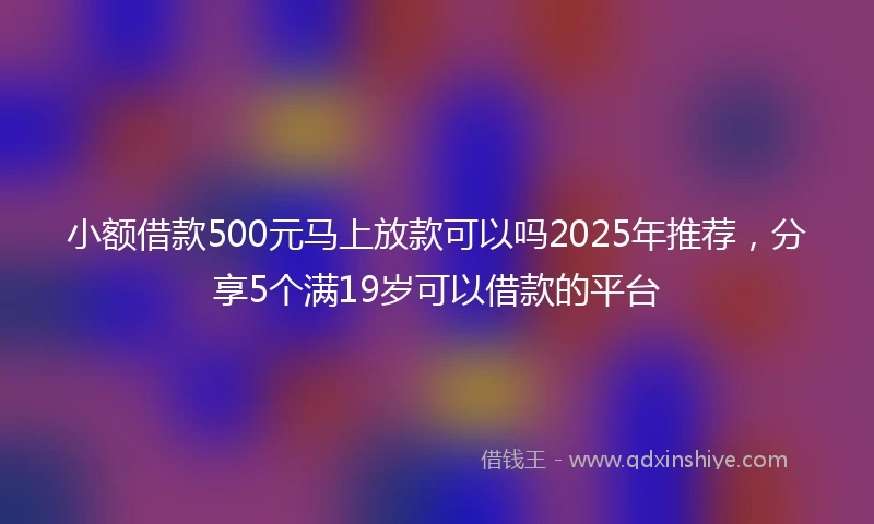 小额借款500元马上放款可以吗2025年推荐，分享5个满19岁可以借款的平台
