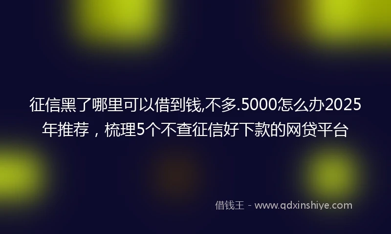 征信黑了哪里可以借到钱,不多.5000怎么办2025年推荐，梳理5个不查征信好下款的网贷平台