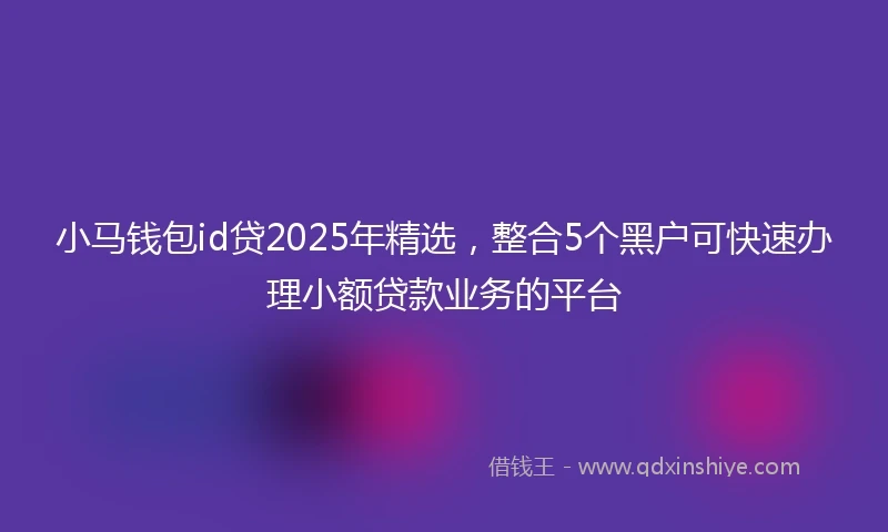 小马钱包id贷2025年精选，整合5个黑户可快速办理小额贷款业务的平台