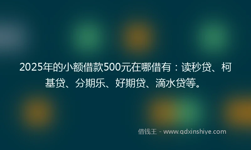 2025年的小额借款500元在哪借有：读秒贷、柯基贷、分期乐、好期贷、滴水贷等。