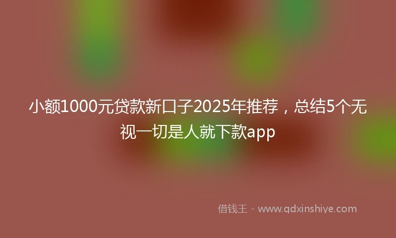 小额1000元贷款新口子2025年推荐，总结5个无视一切是人就下款app