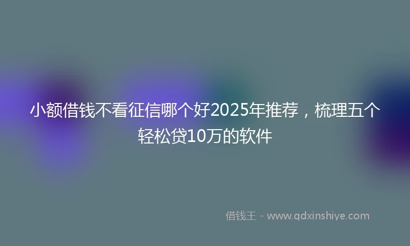 小额借钱不看征信哪个好2025年推荐，梳理五个轻松贷10万的软件