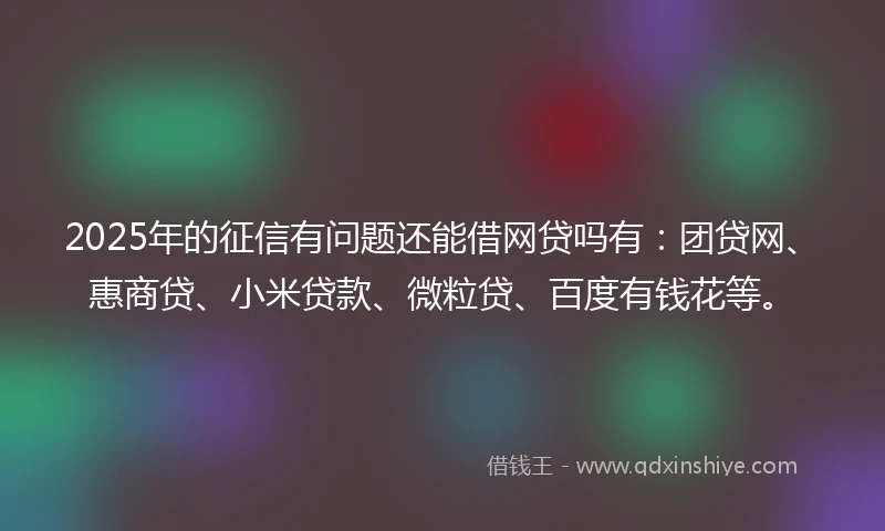 2025年的征信有问题还能借网贷吗有：团贷网、惠商贷、小米贷款、微粒贷、百度有钱花等。