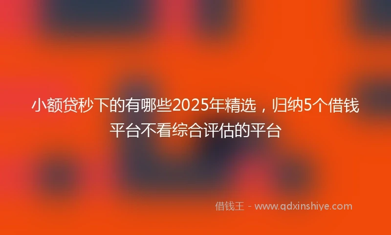 小额贷秒下的有哪些2025年精选，归纳5个借钱平台不看综合评估的平台