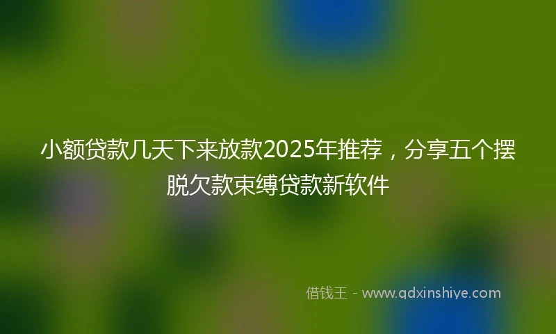 小额贷款几天下来放款2025年推荐，分享五个摆脱欠款束缚贷款新软件