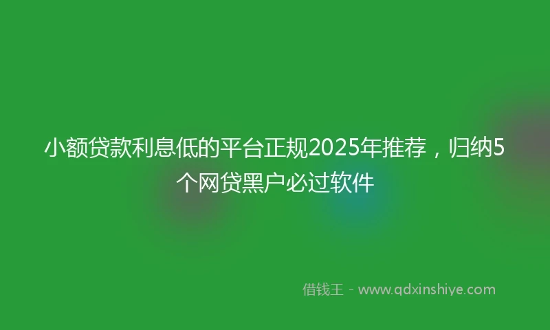 小额贷款利息低的平台正规2025年推荐，归纳5个网贷黑户必过软件