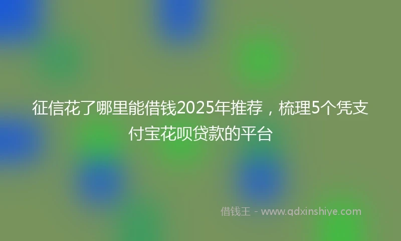 征信花了哪里能借钱2025年推荐，梳理5个凭支付宝花呗贷款的平台