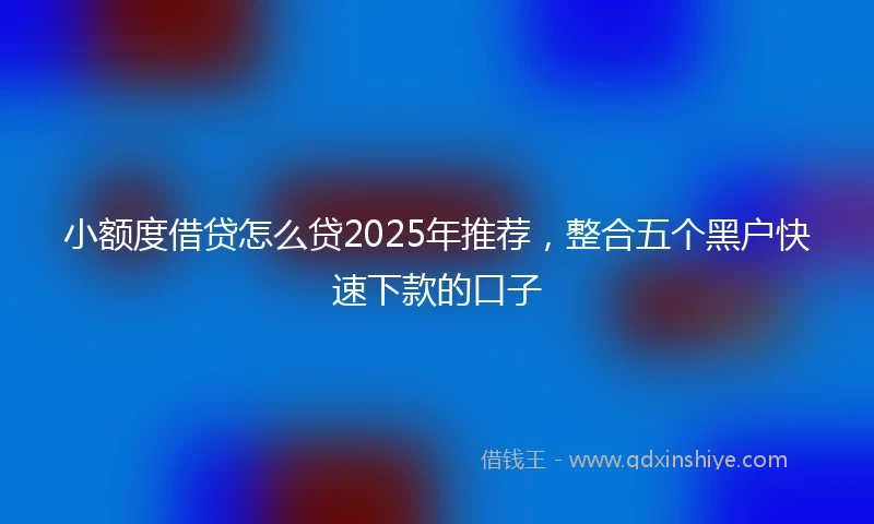 小额度借贷怎么贷2025年推荐，整合五个黑户快速下款的口子