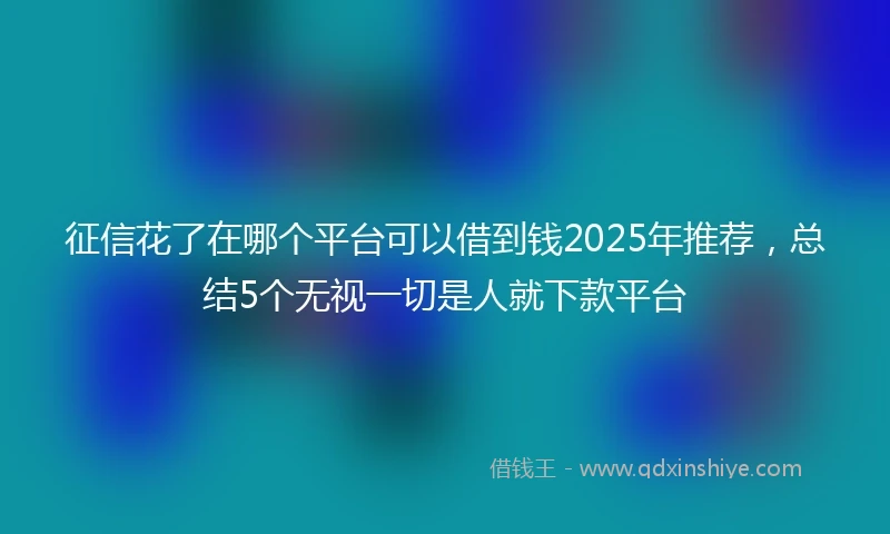 征信花了在哪个平台可以借到钱2025年推荐，总结5个无视一切是人就下款平台