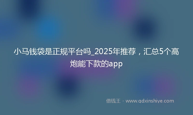 小马钱袋是正规平台吗_2025年推荐，汇总5个高炮能下款的app