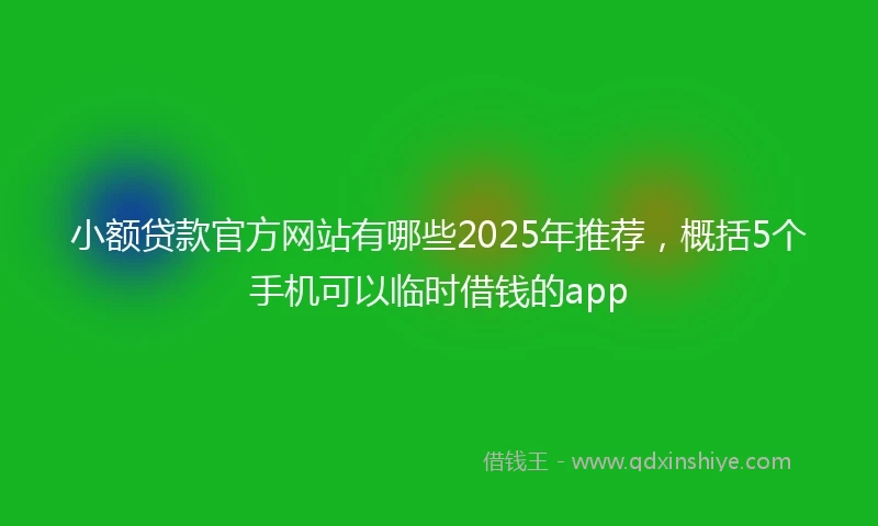 小额贷款官方网站有哪些2025年推荐，概括5个手机可以临时借钱的app