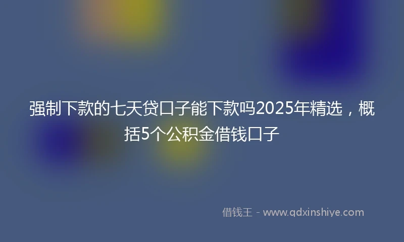 强制下款的七天贷口子能下款吗2025年精选，概括5个公积金借钱口子