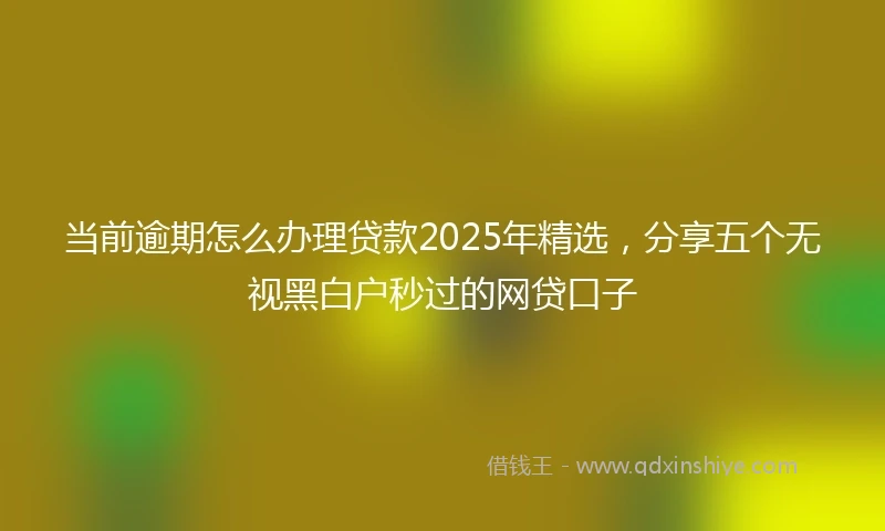 当前逾期怎么办理贷款2025年精选，分享五个无视黑白户秒过的网贷口子
