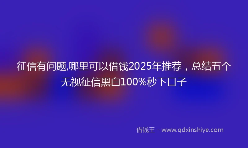 征信有问题,哪里可以借钱2025年推荐，总结五个无视征信黑白100%秒下口子