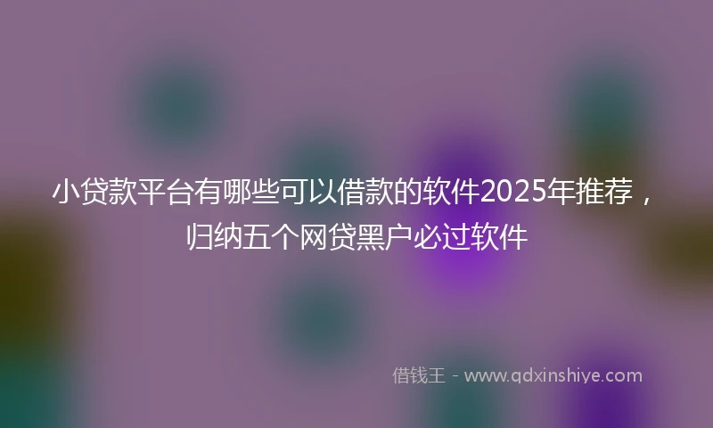 小贷款平台有哪些可以借款的软件2025年推荐，归纳五个网贷黑户必过软件