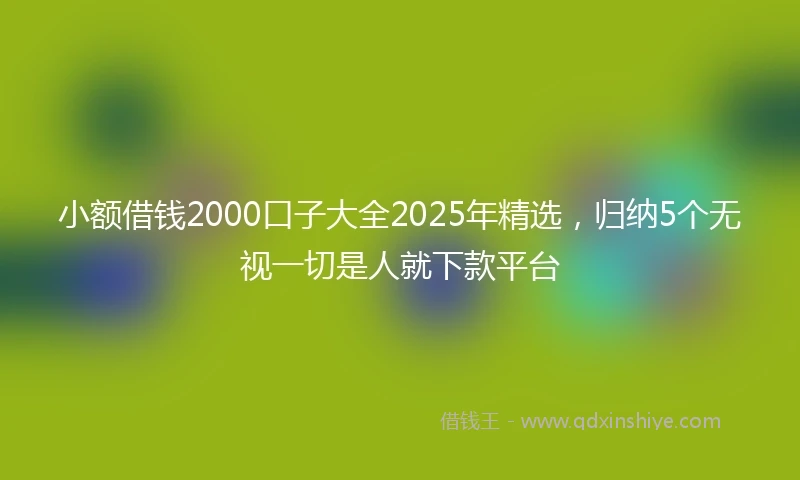 小额借钱2000口子大全2025年精选，归纳5个无视一切是人就下款平台