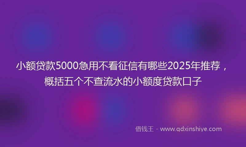 小额贷款5000急用不看征信有哪些2025年推荐，概括五个不查流水的小额度贷款口子