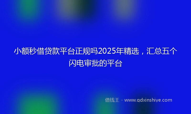 小额秒借贷款平台正规吗2025年精选，汇总五个闪电审批的平台