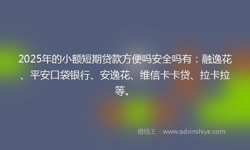 2025年的小额短期贷款方便吗安全吗有：融逸花、平安口袋银行、安逸花、维信卡卡贷、拉卡拉等。