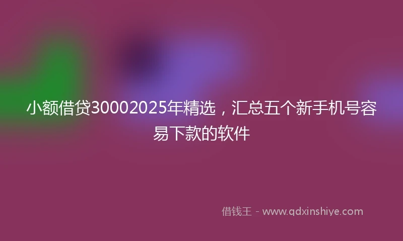 小额借贷30002025年精选，汇总五个新手机号容易下款的软件