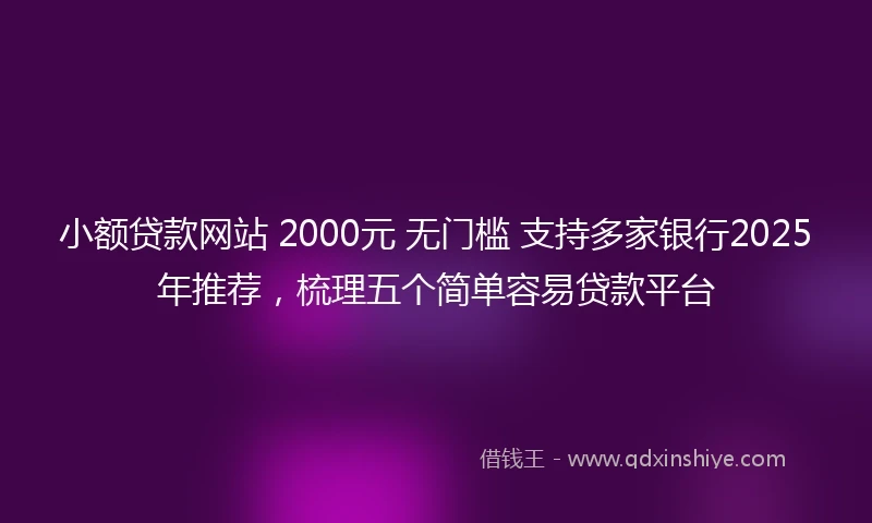 小额贷款网站 2000元 无门槛 支持多家银行2025年推荐，梳理五个简单容易贷款平台