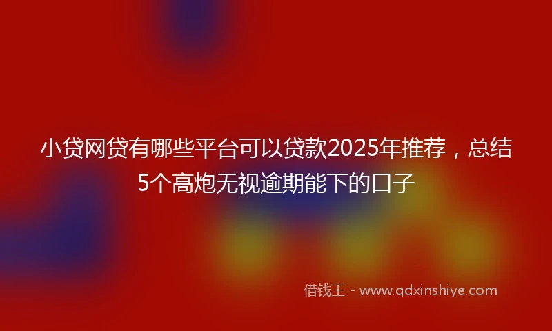 小贷网贷有哪些平台可以贷款2025年推荐，总结5个高炮无视逾期能下的口子