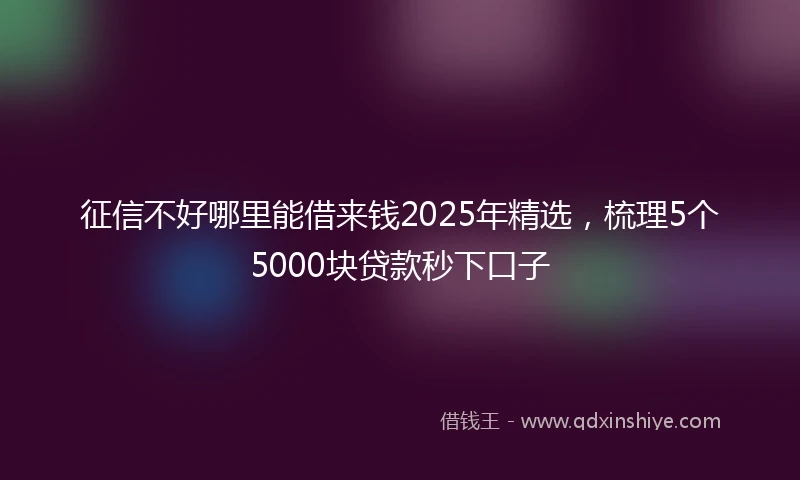征信不好哪里能借来钱2025年精选，梳理5个5000块贷款秒下口子