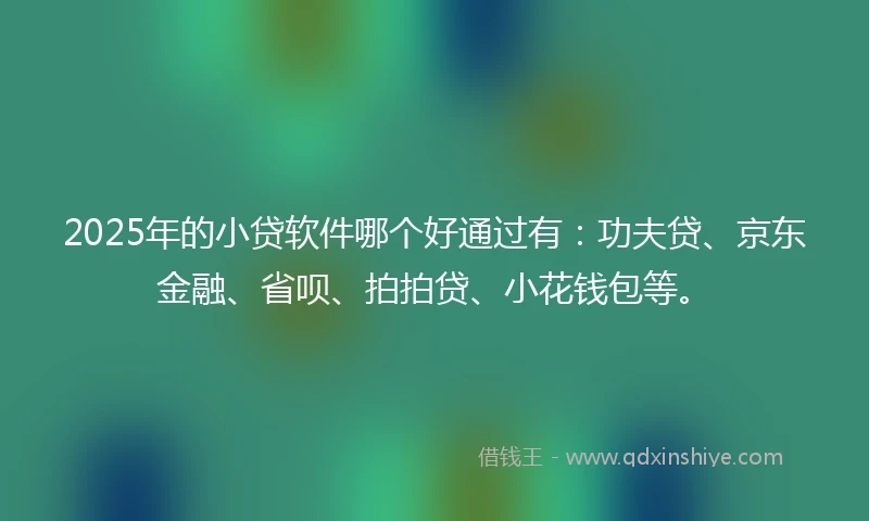 2025年的小贷软件哪个好通过有：功夫贷、京东金融、省呗、拍拍贷、小花钱包等。