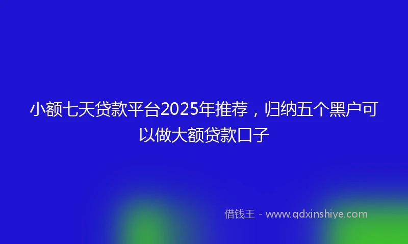 小额七天贷款平台2025年推荐，归纳五个黑户可以做大额贷款口子