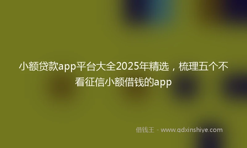 小额贷款app平台大全2025年精选，梳理五个不看征信小额借钱的app