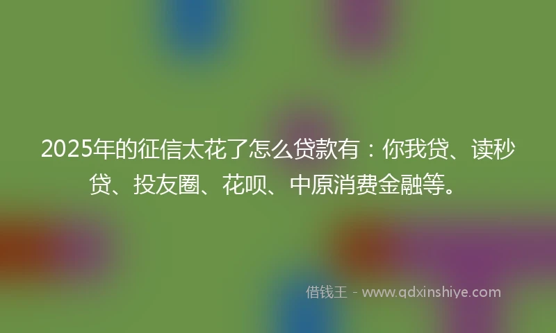 2025年的征信太花了怎么贷款有:你我贷、读秒贷、投友圈、花呗、中原消费金融等。