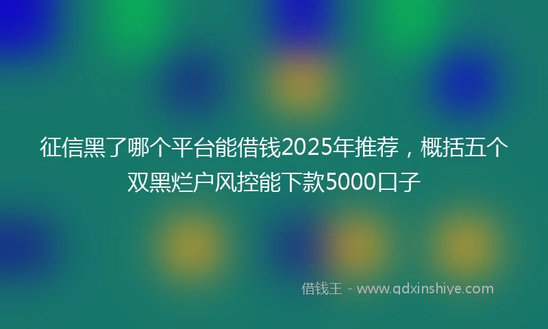 征信黑了哪个平台能借钱2025年推荐，概括五个双黑烂户风控能下款5000口子