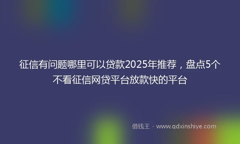 征信有问题哪里可以贷款2025年推荐，盘点5个不看征信网贷平台放款快的平台