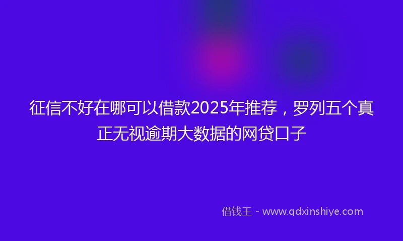 征信不好在哪可以借款2025年推荐，罗列五个真正无视逾期大数据的网贷口子