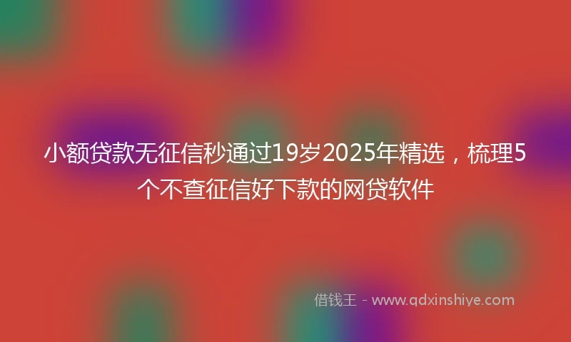 小额贷款无征信秒通过19岁2025年精选,梳理5个不查征信好下款的网贷软件
