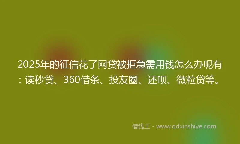 2025年的征信花了网贷被拒急需用钱怎么办呢有：读秒贷、360借条、投友圈、还呗、微粒贷等。